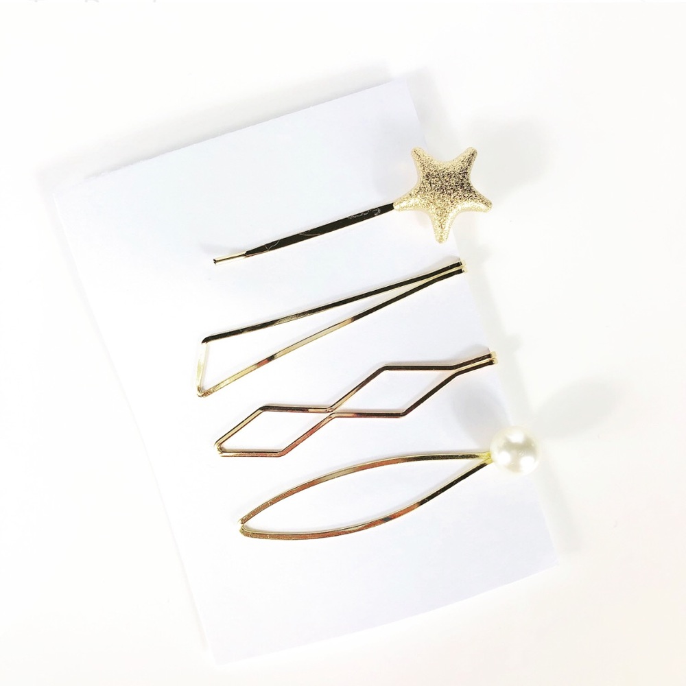 Womens Pearl Barettes Hair Clip Hair Gold Pin-83